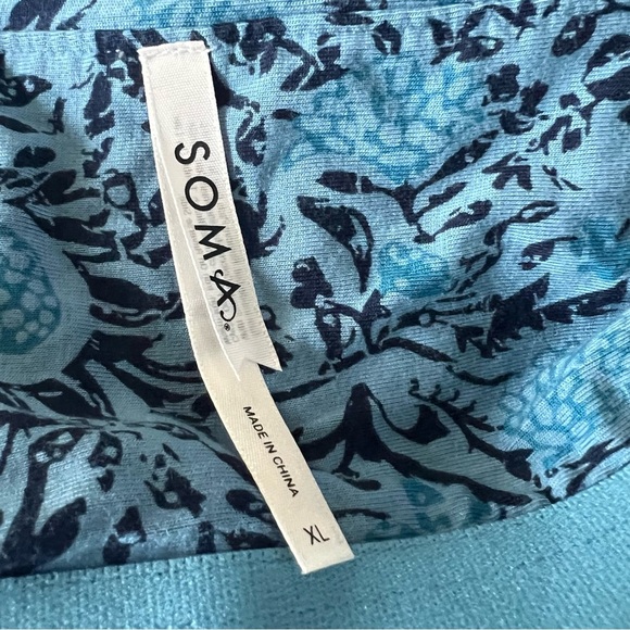 Soma Soft jersey halter maxi bra Dress bella stamp border blue Pocket Paisley XL - Picture 7 of 12